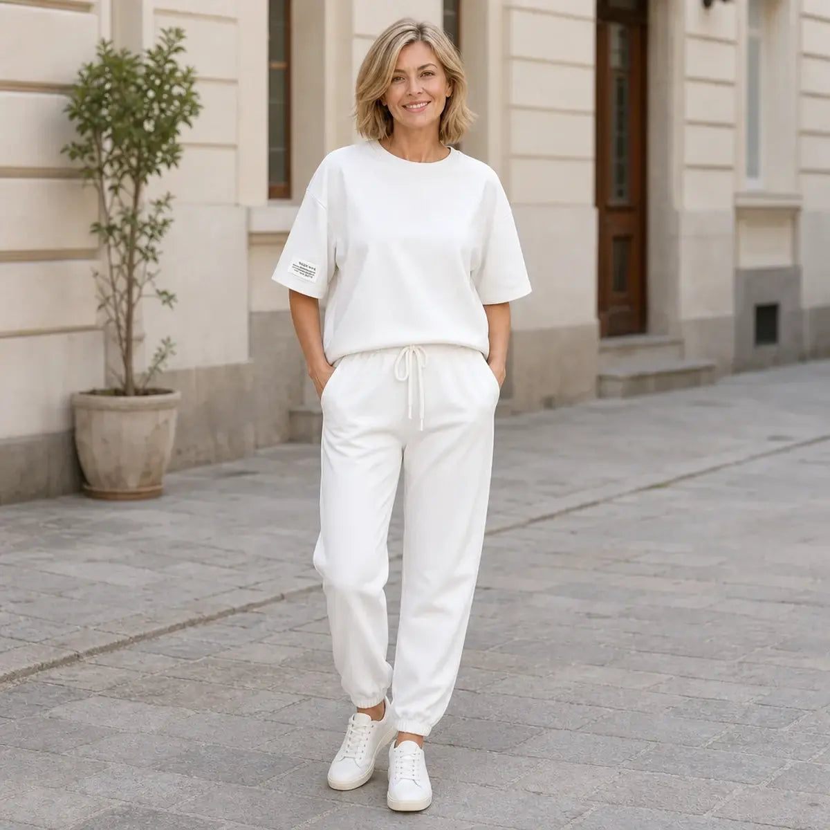 🔥🔥【Liquidación de fin de temporada】【S-5XL】Conjunto casual de top y pantalón liso para mujer