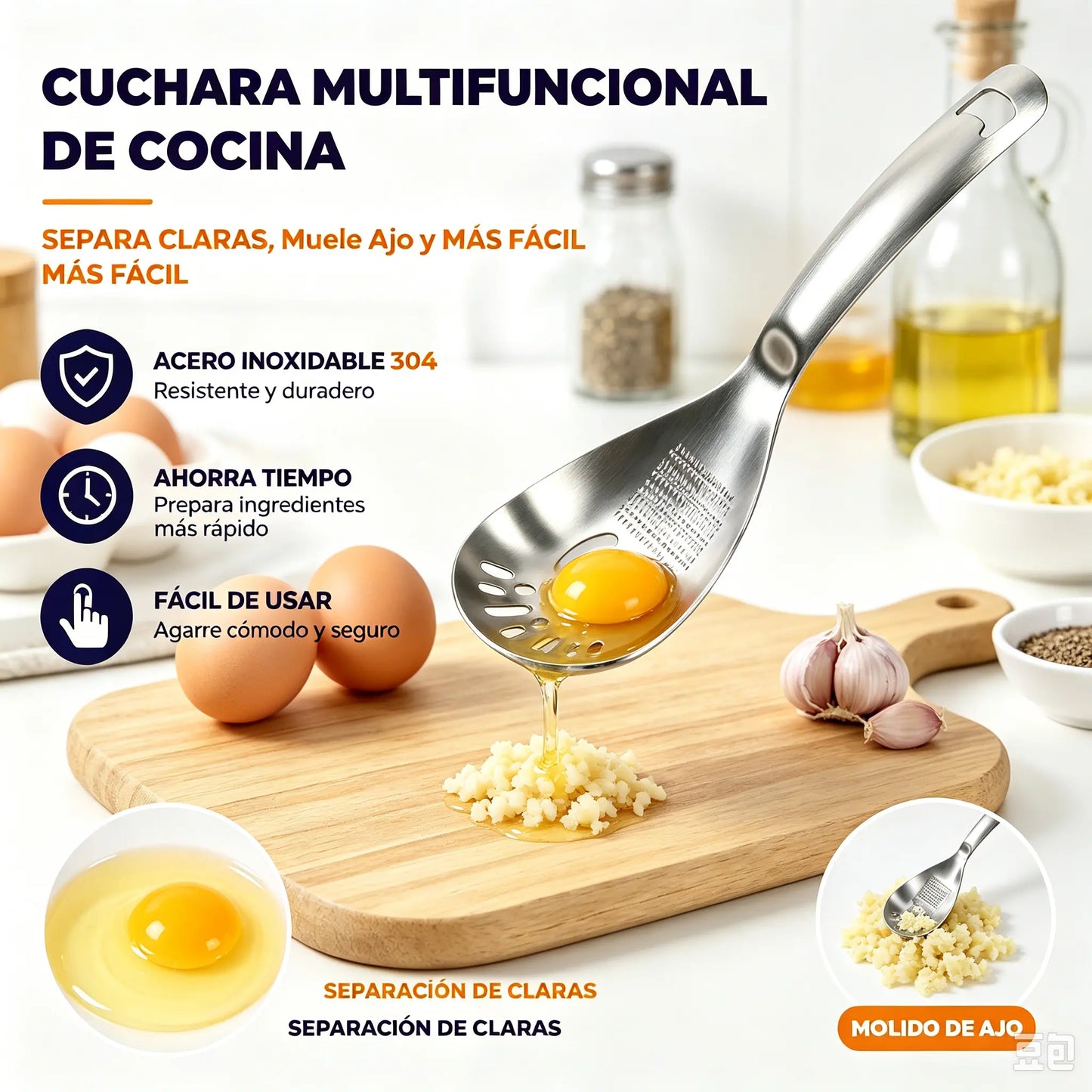 🔥50% de descuento🔥🥄Cuchara y colador multifuncional de acero inoxidable 304