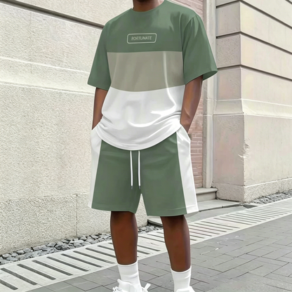✨【Pago contra entrega】Conjunto deportivo de verano de 2 piezas para hombre: cómoda camiseta de manga corta y pantalones cortos para uso diario y en casa.