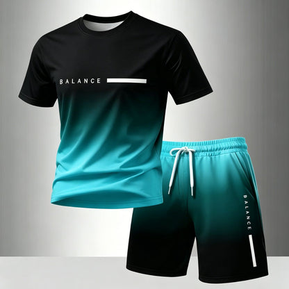 ✨【Pago contra entrega】Conjunto deportivo de verano de 2 piezas para hombre: cómoda camiseta de manga corta y pantalones cortos para el día a día y para estar en casa.