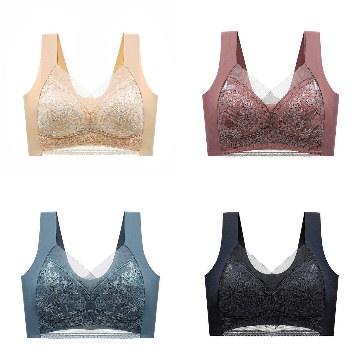 【Compra 2 y llévate 2 gratis】🔥4 por 31 €【40-110 KG】Sujetador de encaje sin costuras y cómodo para mujer