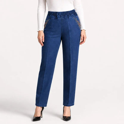 1 pieza 32 euros 📏【L-5XL】Nuevos jeans de mujer de alta elasticidad, transpirables y cómodos, corte ajustado, fáciles de combinar