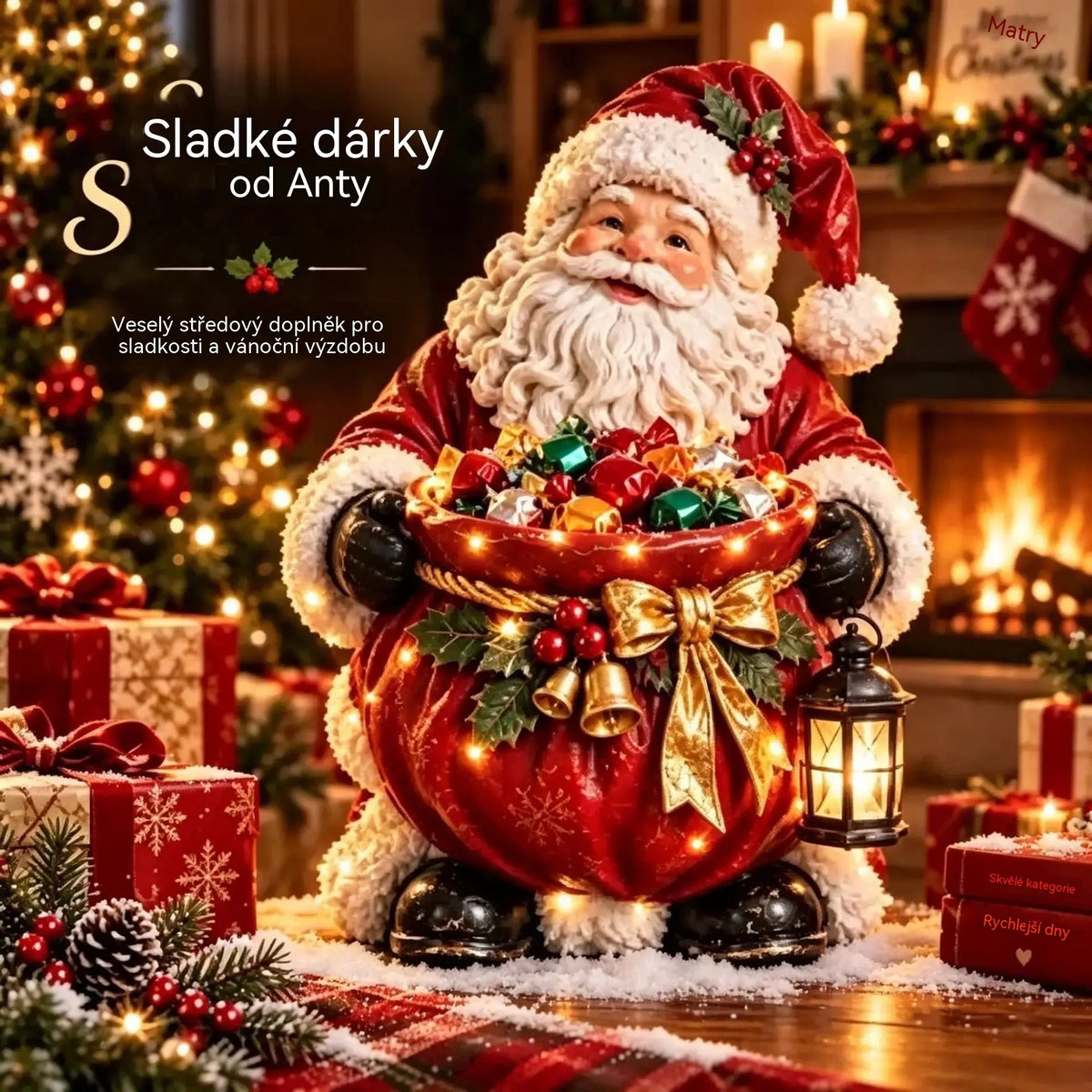 🎄 Vánoční nabídka! ✨ Vánoční světelné řetězy a misky na sladkosti: 5 vánočních motivů.