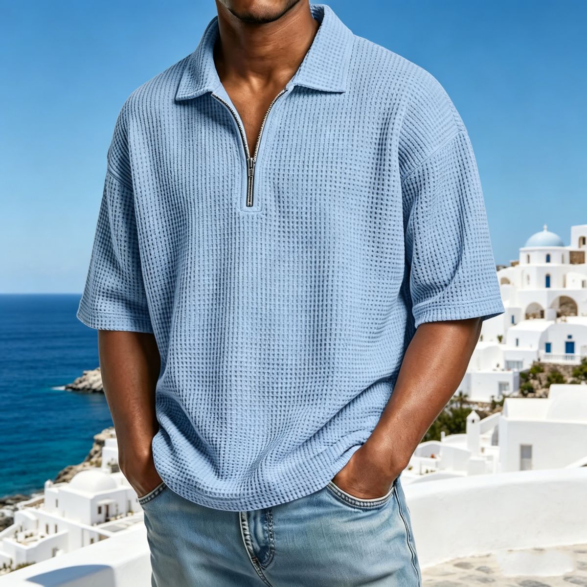 【S-4XL】Nueva colección de verano 2026: Polo de manga corta para hombre de color liso - Pago contra entrega