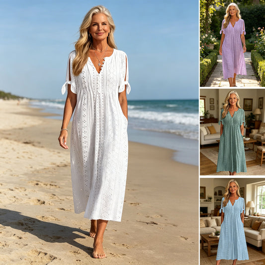🏆【Productos más vendidos】[S-5XL]👗Vestido sencillo y bonito de color liso