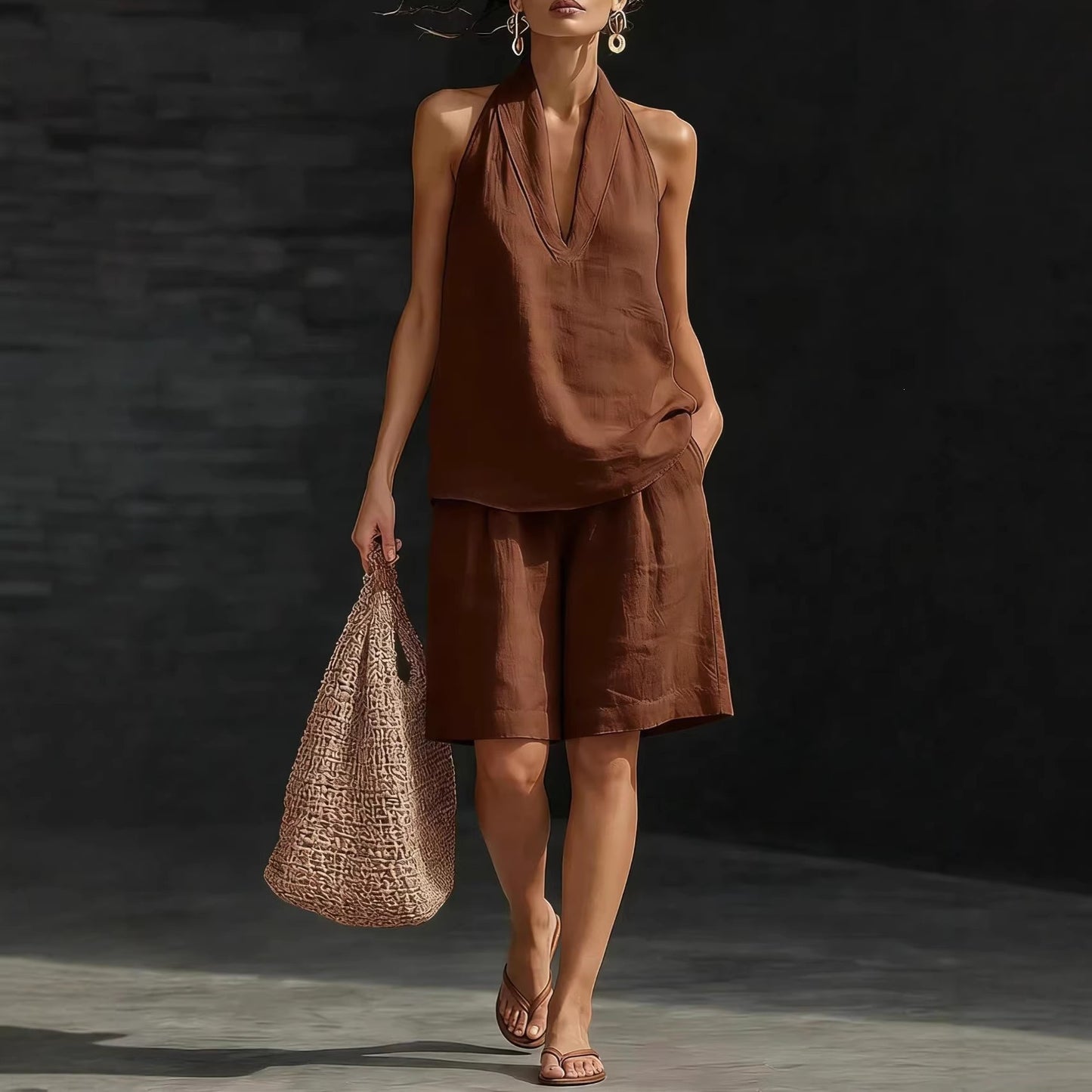 【S-5XL】Conjunto informal de algodón y lino a la moda 2026 (chaleco + pantalones cortos)