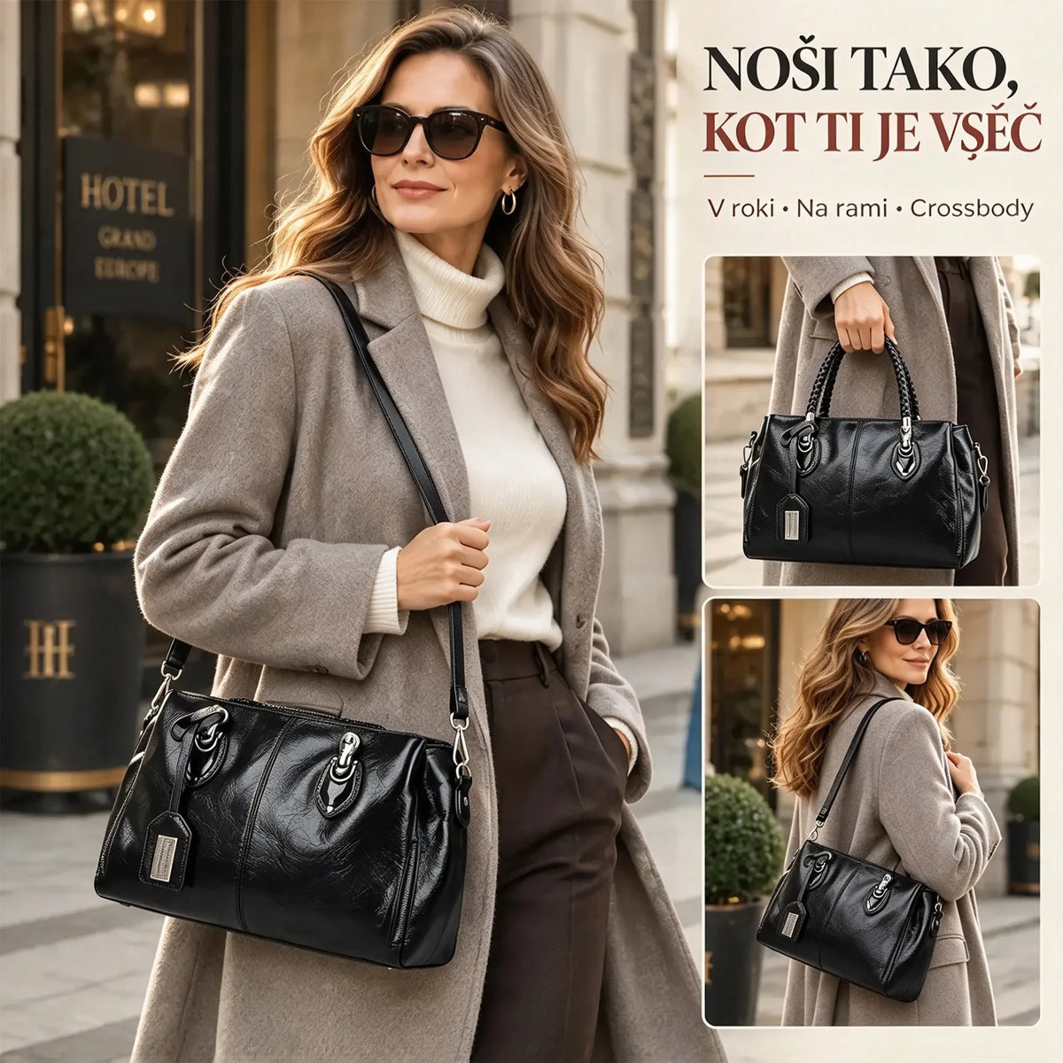 [Zadnji dan – 50 % popust] Ženska torbica iz pravega usnja – mehka in elegantna; lahko jo nosite v roki ali čez ramo.