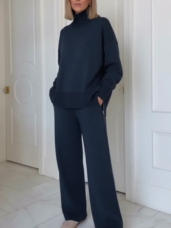 ⏳Descuento por tiempo limitado 50%⏰【S-3XL】Conjunto de punto de mujer con cuello alto👚👖