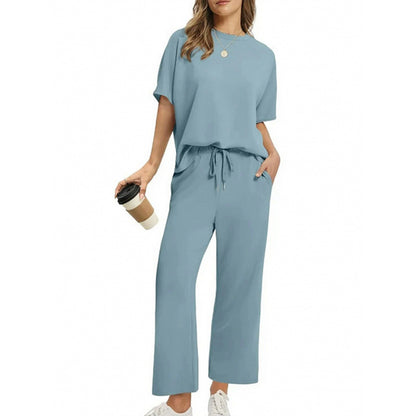 ✨ Tendencia ahora ✨ Conjunto de 2 piezas: top elegante y pantalón a juego para mujer