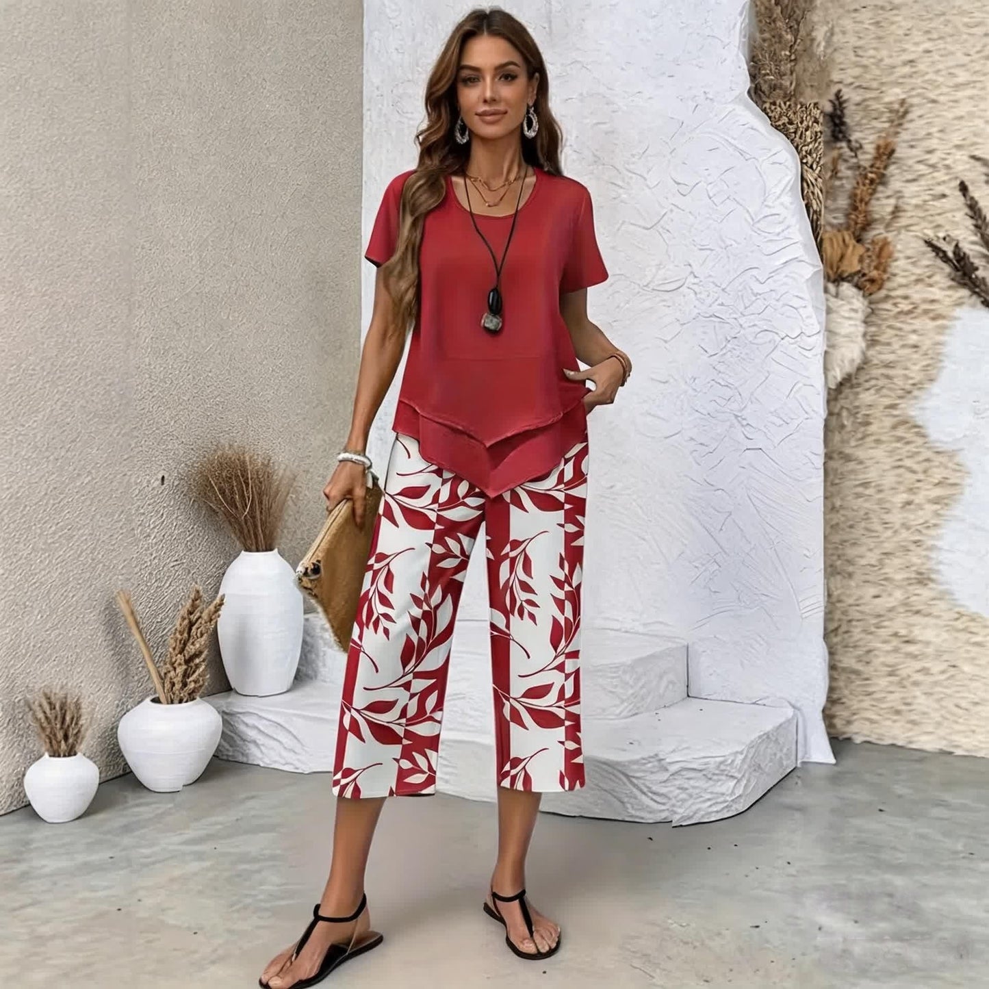 🔥🎉【S-5XL】VERDALISSE | Conjunto Fresco Brisa de 2 Piezas | Set de Verano Ligero y Elegante Multicolor