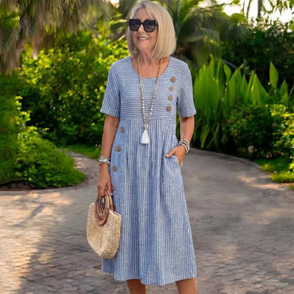 【S-2XL】Julia – Vestido midi a rayas ligero y vaporoso