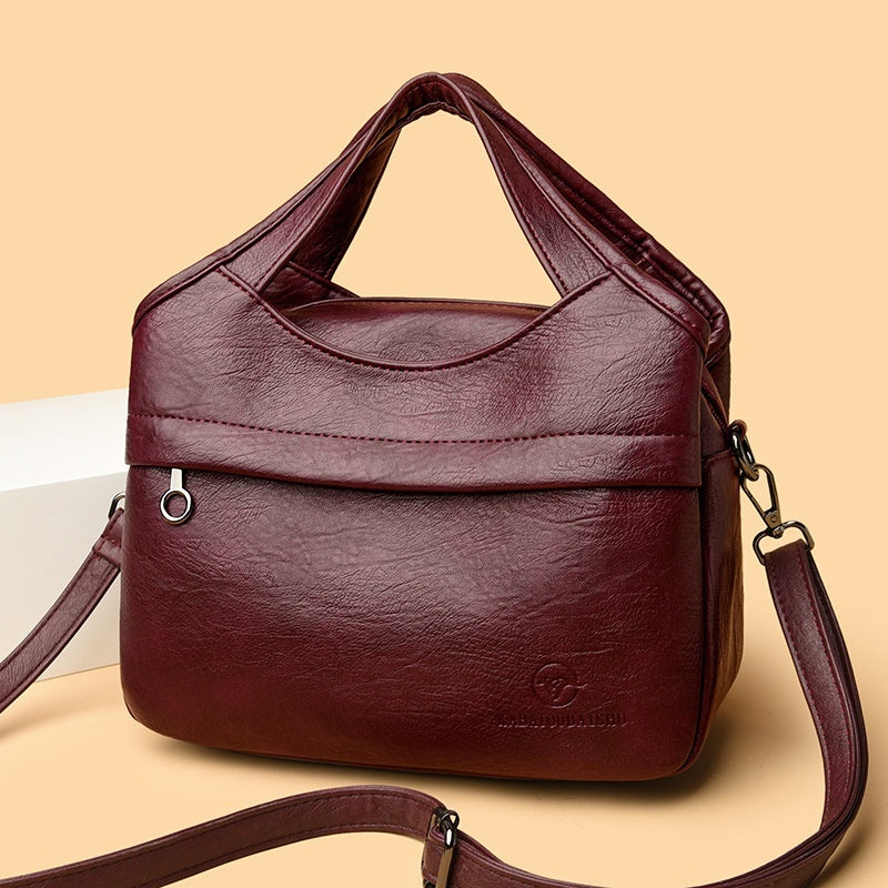 👜Bolso de hombro retro de gran capacidad para mujer, sencillo y versátil, de color sólido, bolso de viaje informal de piel suave de alta calidad.