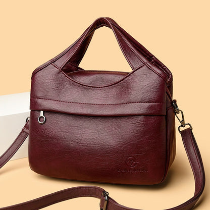 👜Bolso de hombro retro de gran capacidad para mujer, sencillo y versátil, de color sólido, bolso de viaje informal de piel suave de alta calidad.