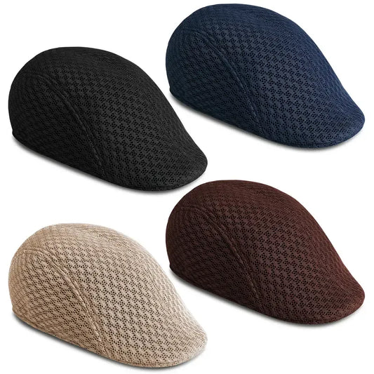 💨Gorra plana de malla transpirable para hombre, tipo boina de pico de pato, talla 56-58 cm.