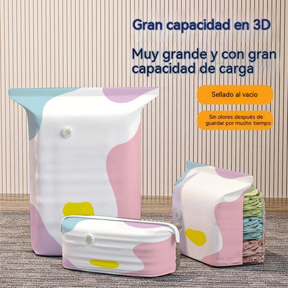🧳【Juego de 5 piezas】💨 Bolsa de almacenamiento al vacío grande y compresible: no requiere bomba, es a prueba de fugas e ideal para ahorrar espacio en maletas y en casa ✈️