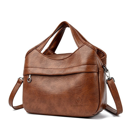 👜Bolso de hombro retro de gran capacidad para mujer, sencillo y versátil, de color sólido, bolso de viaje informal de piel suave de alta calidad.