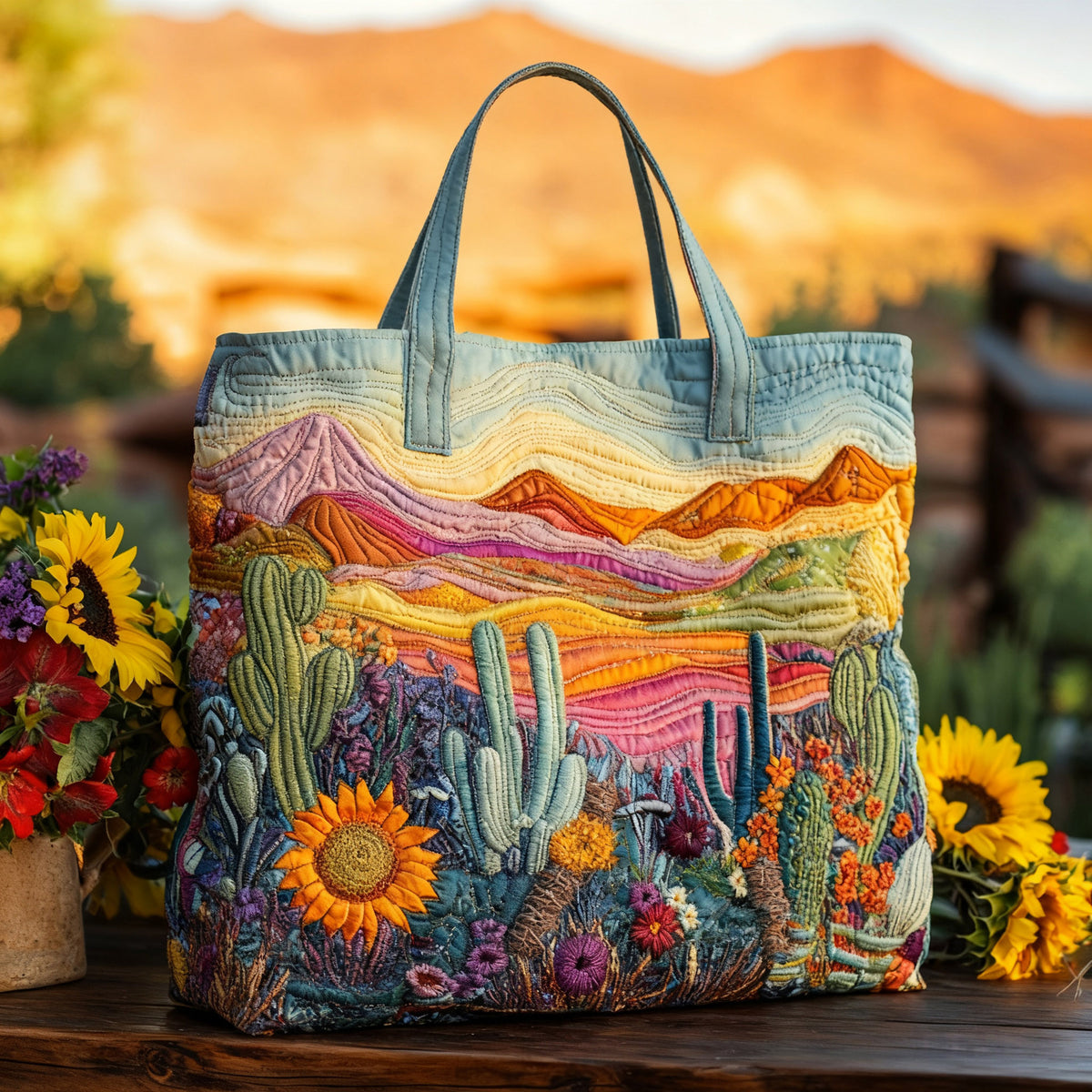 🔥👜Bolsa de mano con diseño floral personalizado (43 cm de ancho, 40 cm de alto)