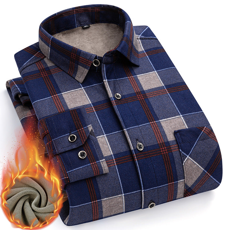 👔【L-5XL】La nueva camisa térmica de terciopelo de doble cara para hombre de otoño e invierno está de moda y es versátil.