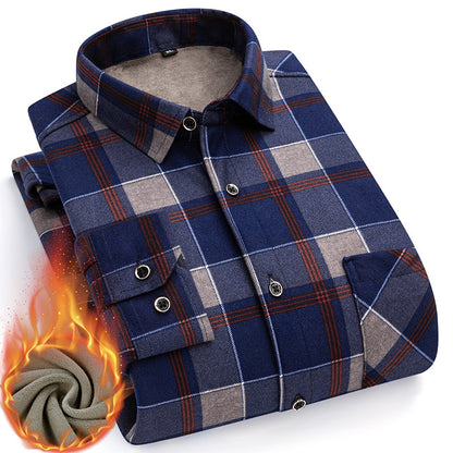 👔【L-5XL】La nueva camisa térmica de terciopelo de doble cara para hombre de otoño e invierno está de moda y es versátil.