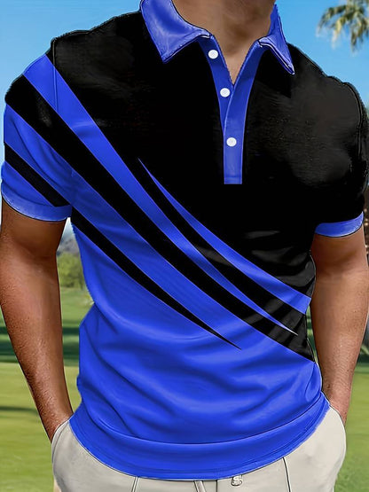 👔🔥 Pago contra entrega✅️【S-6XL】 Nueva camiseta polo de hombre de verano con estampado a rayas en 3D【40-130 kg】