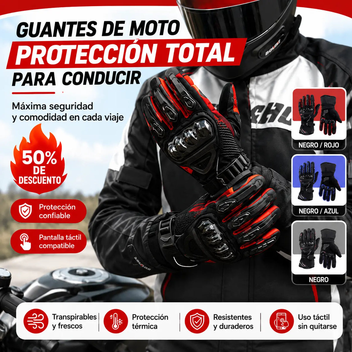 🔥🧤Agarre térmico | Guantes de moto aislados