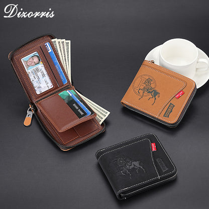 🔥🔥【Compre 1 y obtenga 1 gratis】Nueva y elegante cartera corta con cremallera de estilo retro para hombre.