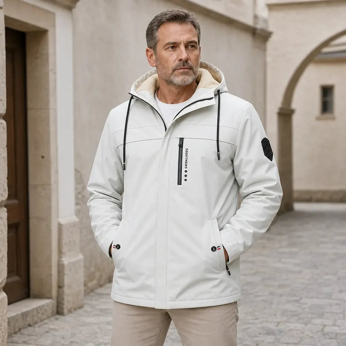🧥🔥【XS-XL】Chaqueta con capucha de forro polar cálido para hombre Chaqueta de invierno al aire libre Chaqueta impermeable