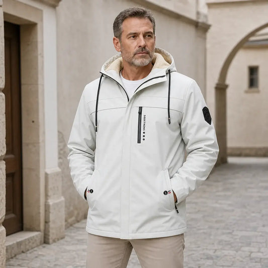 🧥🔥【XS-XL】Chaqueta con capucha de forro polar cálido para hombre Chaqueta de invierno al aire libre Chaqueta impermeable