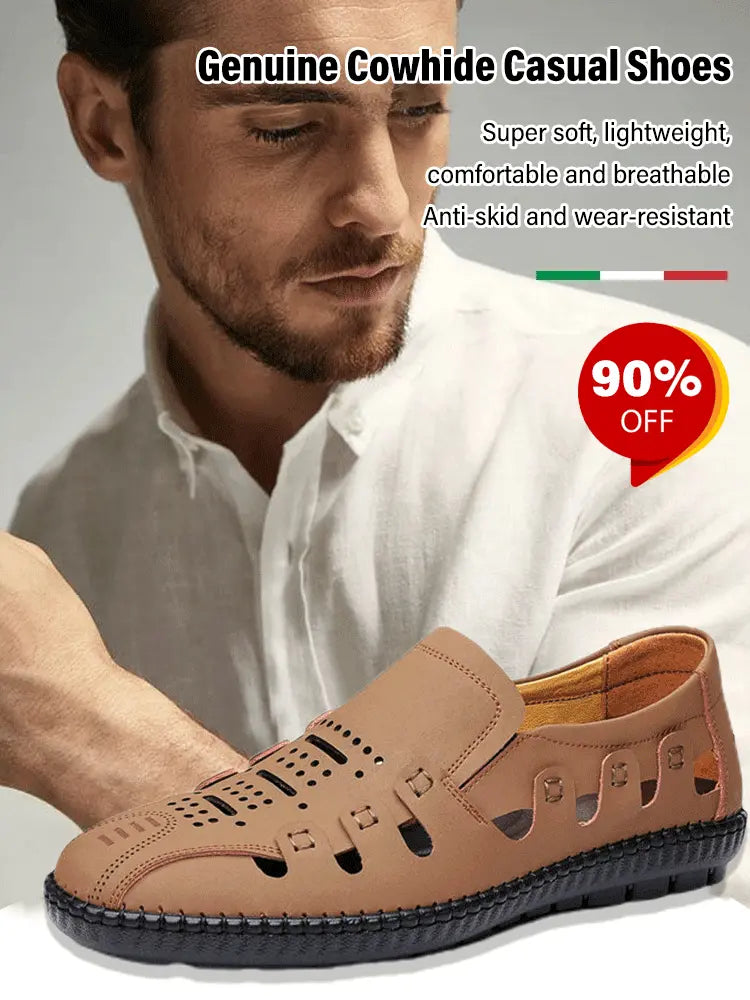 【39-44】 Zapatos casuales de verano para hombre en piel auténtica con aberturas
