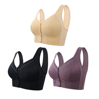 （3 piezas）💕🎁【45 kg-155 kg】Sujetador transpirable de gran tamaño hecho de algodón suave, cierre de botón frontal