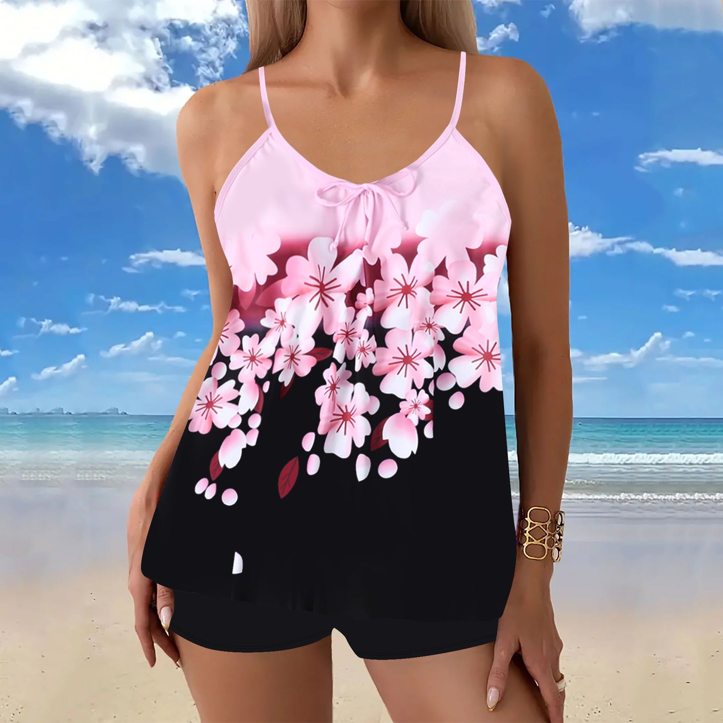 🌈🌴✨【S-4XL】Nuevo traje de baño de dos piezas estampado de tallas grandes 2026