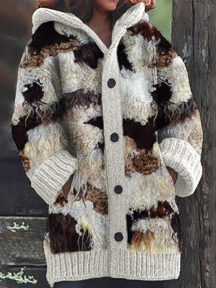 ✨✨ Último día: a mitad de precio 【S–6XL】✨ Elegante abrigo de invierno estampado con capucha para mujer