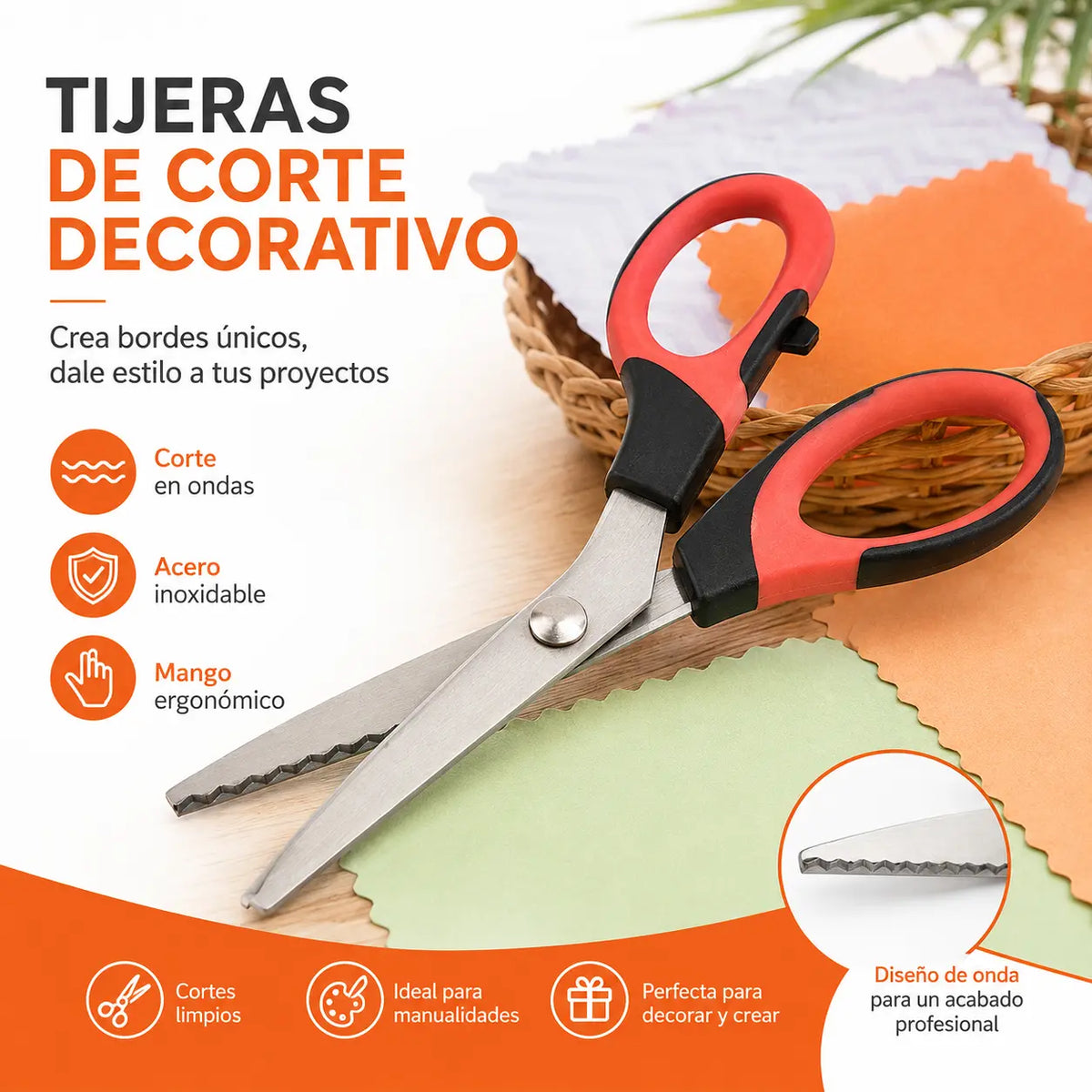✂️ Tijeras Dentadas Multiusos de Corte en Zigzag – Para Tela, Papel y Manualidades 🧵