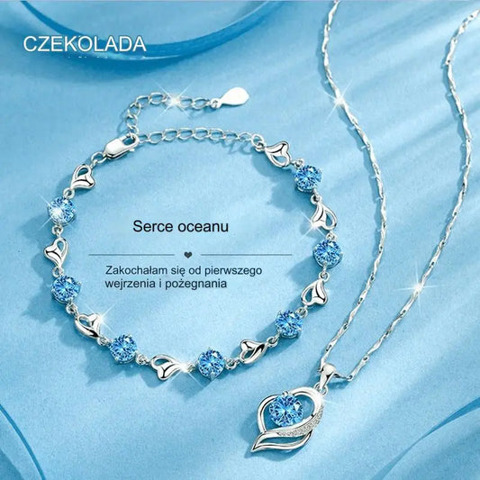❣️❣️【Kup jeden, a drugi dostaniesz gratis】Komplet bransoletki ze srebra próby 925 + naszyjnik Serce Oceanu