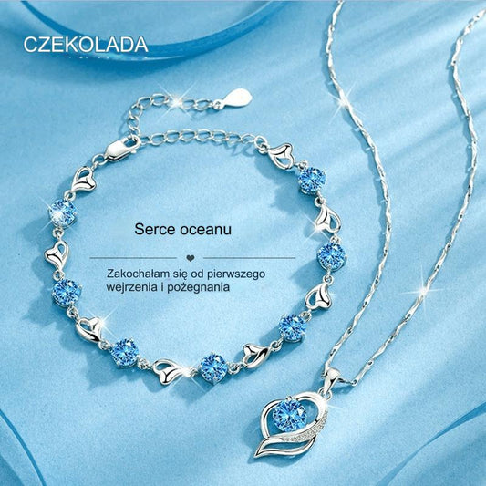 ❣️❣️【Kup jeden, a drugi dostaniesz gratis】Komplet bransoletki ze srebra próby 925 + naszyjnik Serce Oceanu