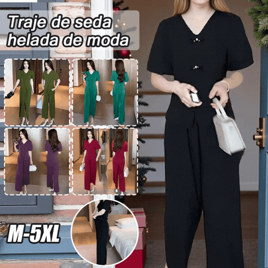 🌸【Top + Pantalones anchos】Conjunto casual de moda