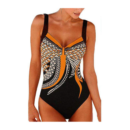 🏖️🌊 50% de descuento [Tallas S-3XL] Traje de baño de una pieza con estampado retro nuevo 2026