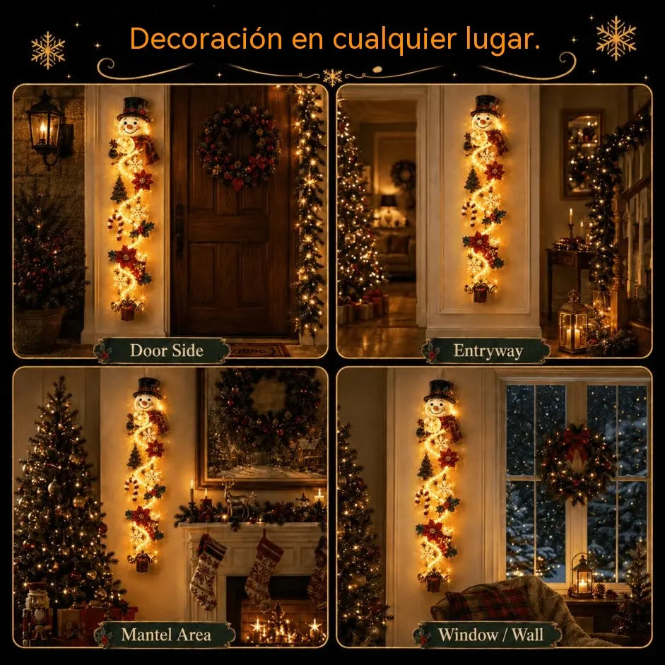 🎄 Decoración navideña luminosa para puertas MerryCascade | 6 diseños festivos, luz cálida, detalles en 3D y diseño vertical que ahorra espacio ✨