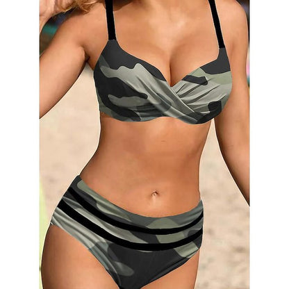 【S-5XL]Nuevo bikini deportivo estampado de talla grande para 2026