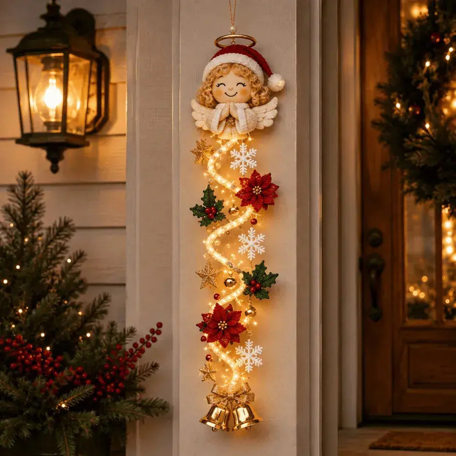 🎄 Decoración navideña luminosa para puertas MerryCascade | 6 diseños festivos, luz cálida, detalles en 3D y diseño vertical que ahorra espacio ✨