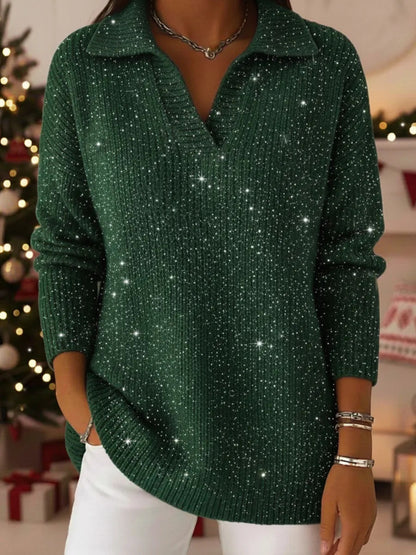🔥50% de descuento🔥【S-3XL】Prendas de punto elegantes y de moda para mujer, diseño de cuello en V, estampado de cielo estrellado