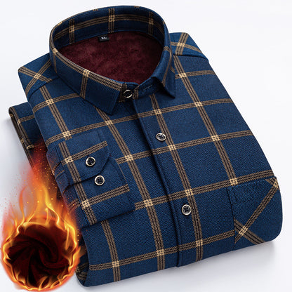 👔【L-5XL】La nueva camisa térmica de terciopelo de doble cara para hombre de otoño e invierno está de moda y es versátil.
