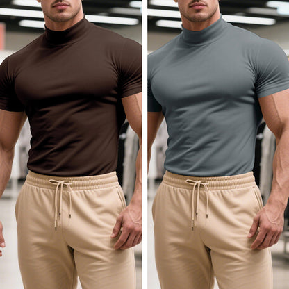 🎁✨ 【Compre 1 y obtenga 1 gratis】Camiseta absorbente transpirable con cuello semialto para hombre