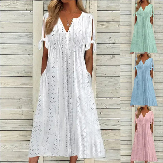 💋 Más vendido🏆【40-120 kg】Vestido sencillo de talla grande para mujer, de color liso, corte holgado e informal ✅️ Pago contra entrega