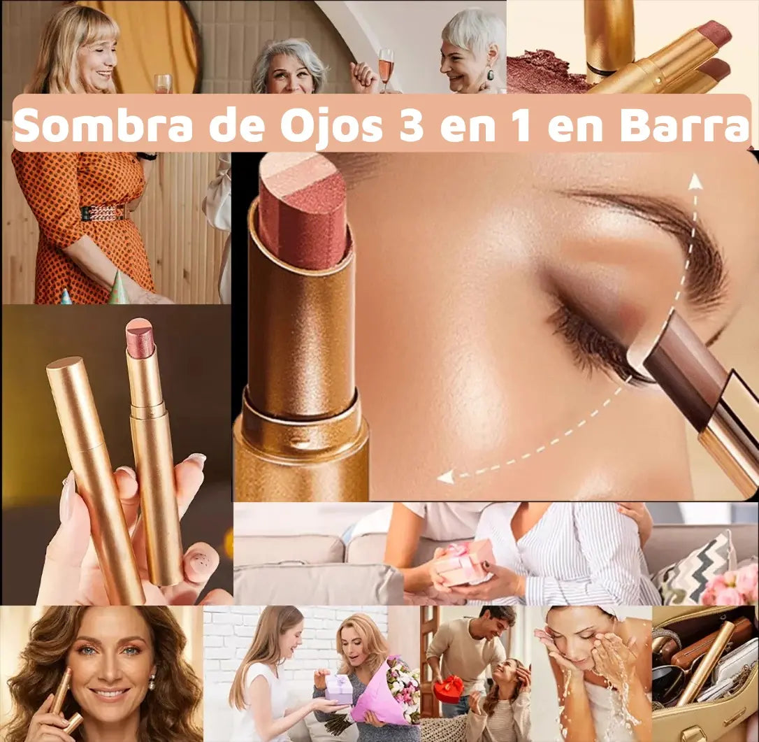 【Compra 1 y recibe 1 gratis】✨ Sombra de Ojos 3 en 1 en Barra – Brillo Instantáneo, Efecto Lifting y Larga Duración 💄