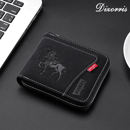 🔥🔥【Compre 1 y obtenga 1 gratis】Nueva y elegante cartera corta con cremallera de estilo retro para hombre.
