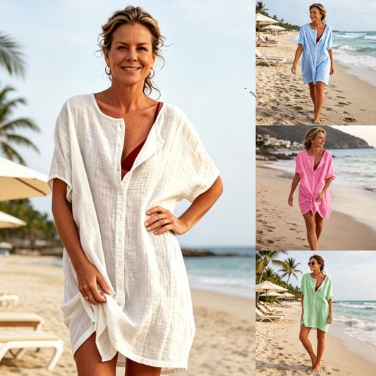 ❤️🧡💛💚💙💜[S-8XL] Nueva camisa casual de algodón y lino de largo medio para mujer