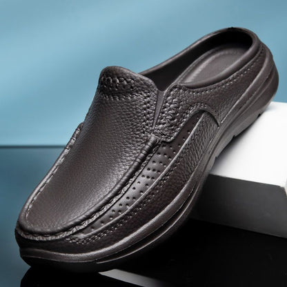 🔥✨【Korlátozott mennyiség】👞【39-45】Új stílusú, kényelmes és légáteresztő valódi bőrből készült, kézzel készített férfi papucs