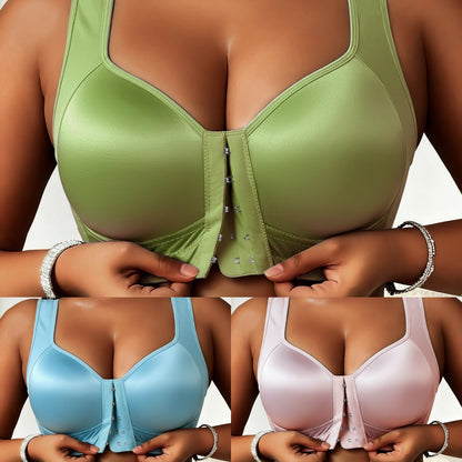 😍👙【Paquete de 3 piezas】【40-100 kg】Sujetador de mujer sin aros con cierre frontal