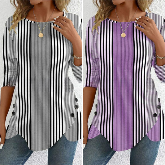 🔥【38% de descuento por tiempo limitado】【S-3XL】Nueva blusa estampada a rayas de primavera para mujer